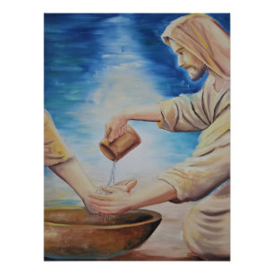 De Dienende Koning: Jezus Wast Voeten Perfect Poster