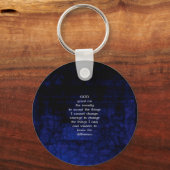 De dienst geprezen met een blauwe achtergrond sleutelhanger (Voorkant)