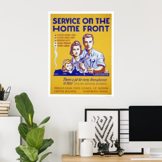 De dienst op Homefront WPA Poster (Thuiskantoor)