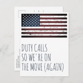 De dienst roept de Militaire Beweging van de Move  Aankondigingskaart (Voorkant / Achterkant)
