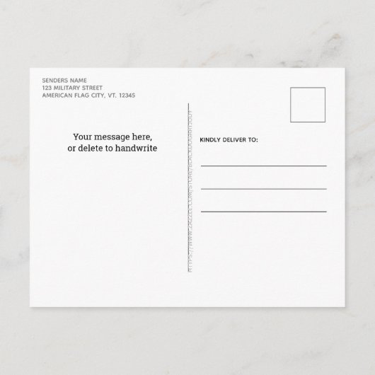 De dienst roept de Militaire Beweging van PCS Bewe Aankondigingskaart (Achterkant)