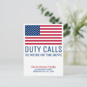 De dienst roept de Militaire Beweging van PCS Bewe Aankondigingskaart (Staand voorkant)