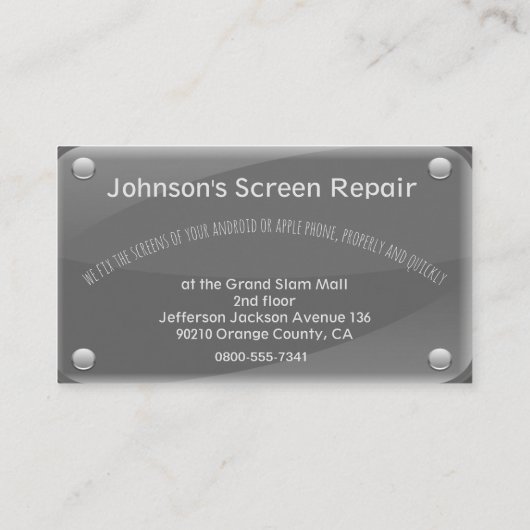 De Dienst van de Reparatie van het Scherm van de t Visitekaartje (Achterkant)