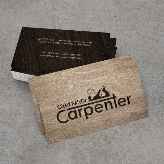 De diensten van het Carpenter koelen logo tekst me Visitekaartje