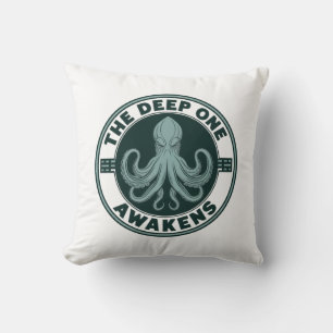 De Diepe Een Wordt Wakker Vintage Cthulhu Octopus Kussen