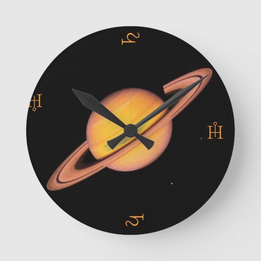 "De diepe ruimte van Saturnus" Ronde Klok (Voorkant)