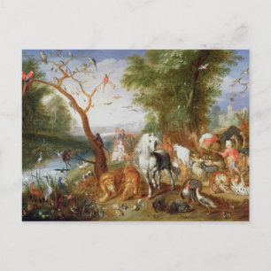 De dieren die Noah's Ark binnenkomen Briefkaart