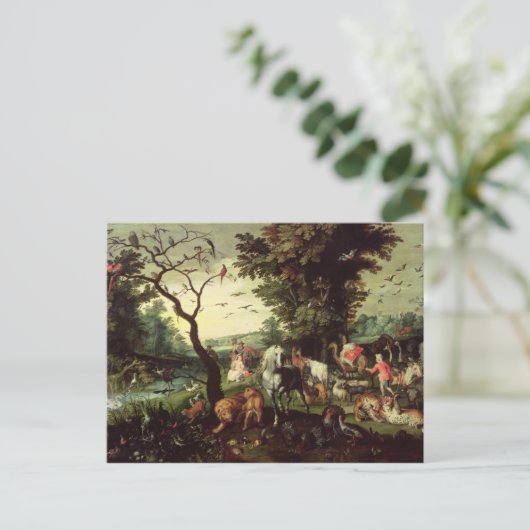 De dieren die Noah's ark binnenkomen Briefkaart (Staand voorkant)