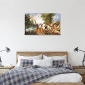 De dieren die Noah's Ark binnenkomen Canvas Afdruk (Insitu (Slaapkamer))
