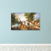 De dieren die Noah's Ark binnenkomen Canvas Afdruk (Insitu (Houten vloer))