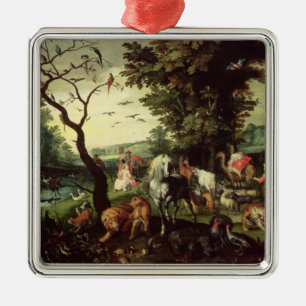 De dieren die Noah's ark binnenkomen Metalen Ornament