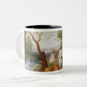 De dieren die Noah's Ark binnenkomen Tweekleurige Koffiemok (Voorkant links)