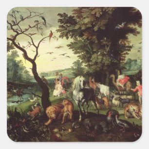 De dieren die Noah's ark binnenkomen Vierkante Sticker