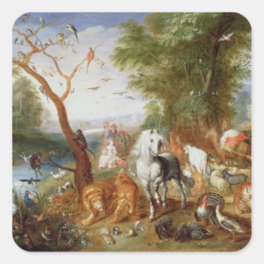 De dieren die Noah's Ark binnenkomen Vierkante Sticker (Voorkant)