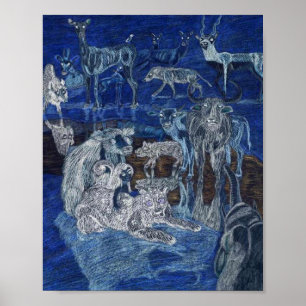 De dieren ontmoeten elkaar poster