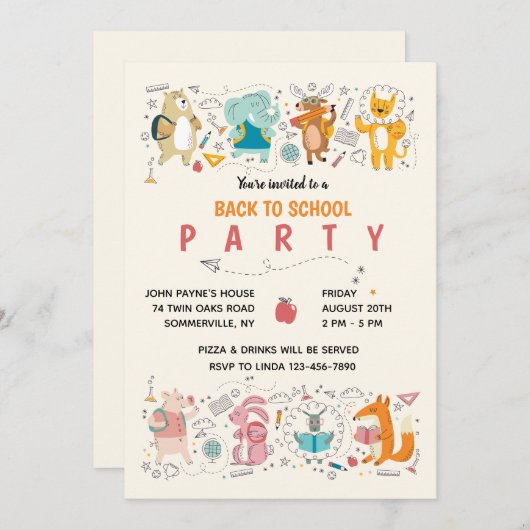 De Dieren van de partij terug naar de Uitnodiging (Voorkant / Achterkant)