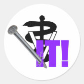 De dierenarts heeft het opgepakt. ronde sticker (Voorkant)