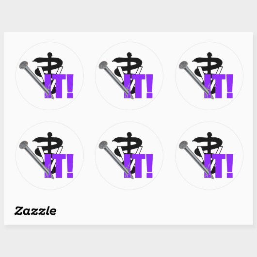 De dierenarts heeft het opgepakt. ronde sticker (Vel)