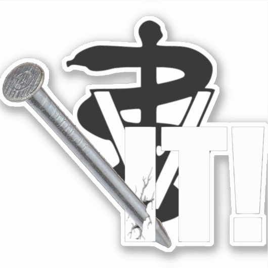 De dierenarts heeft het opgepakt. Vinyldecal Sticker (Voorkant)
