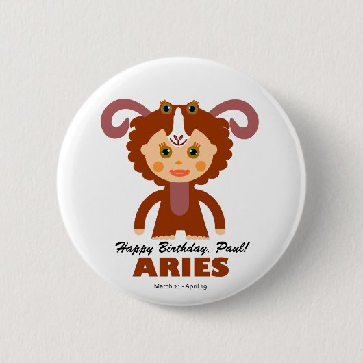 De Dierenriem van de Ram voor Kind Ronde Button 5,7 Cm (Voorkant)