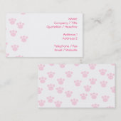 De dierlijke Druk van de Poot. Lichtrose en Wit Visitekaartje (Voorkant / Achterkant)