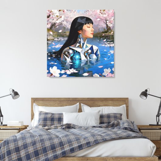 De digitale droom van water – een digitaal portret canvas afdruk (Insitu (Slaapkamer))