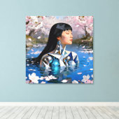 De digitale droom van water – een digitaal portret canvas afdruk (Insitu (Houten vloer))