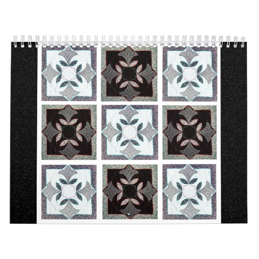 De digitale Quilt-agenda in zwart-wit Kalender (Hoes)