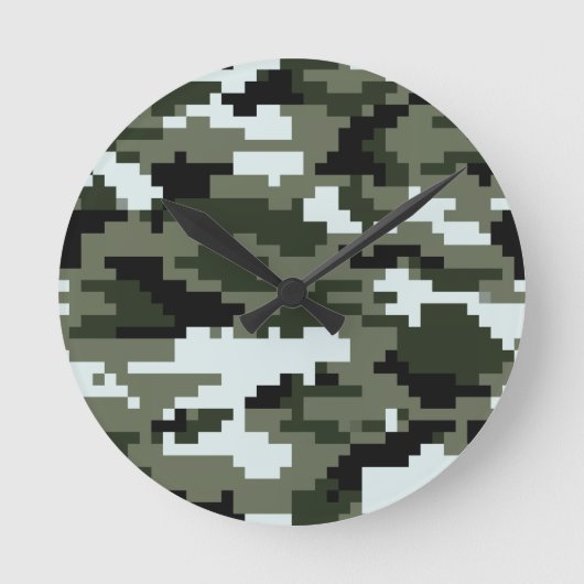 de Digitale Stedelijke Camouflage/Camo met 8 bits Ronde Klok (Voorkant)
