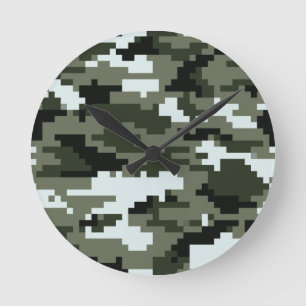 de Digitale Stedelijke Camouflage/Camo met 8 bits Ronde Klok