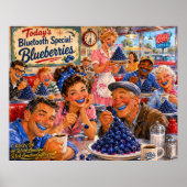 De Diner Bluetooth Bosbessen Retro Cartoon Poster (Voorkant)