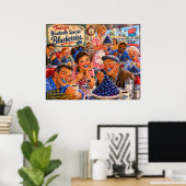 De Diner Bluetooth Bosbessen Retro Cartoon Poster (Thuiskantoor)