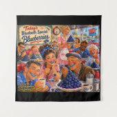 De Diner Bluetooth Bosbessen Retro Cartoon Wandkleed (Voorkant)