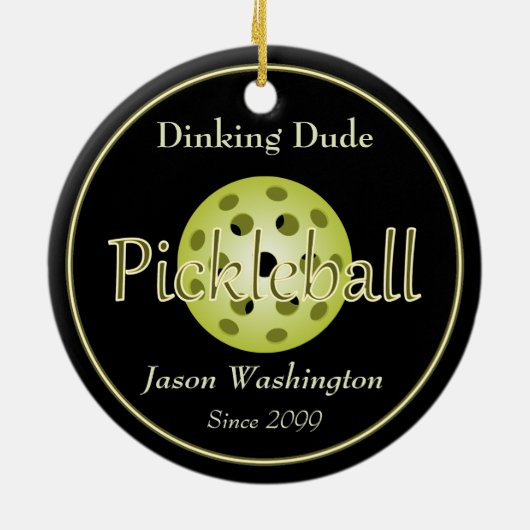 De Dinking Dude Guy Pickleball Ball Keramisch Ornament (Achterkant)