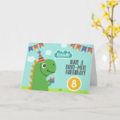 De dinosaurus "heeft een Dino-mijt verjaardag " Kaart (Gele Bloem)