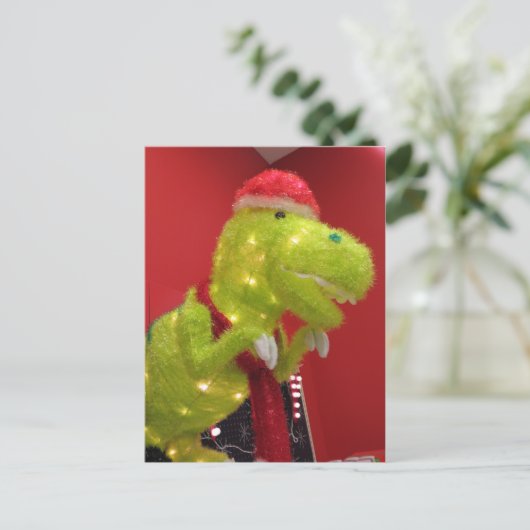 De Dinosaurus van Kerstmis Feestdagenkaart (Staand voorkant)