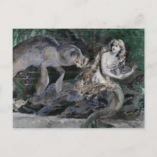 De directeur ontmoet een zeemeermin feestdagenkaart