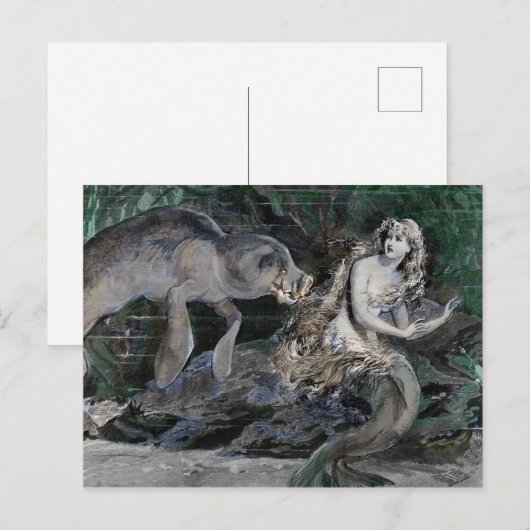 De directeur ontmoet een zeemeermin feestdagenkaart (Voorkant / Achterkant)