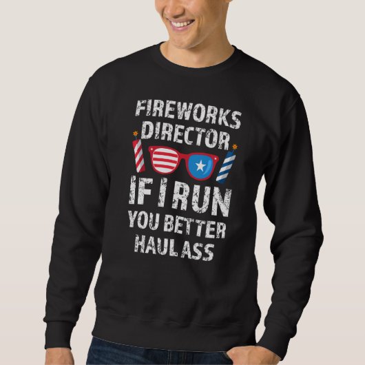De Directeur van het vuurwerk als ik u 4 van Juli Trui (Voorkant)