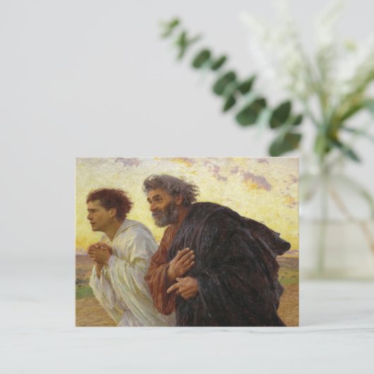 De Disciples die naar de Sepulcher lopen door Burn Briefkaart (Staand voorkant)