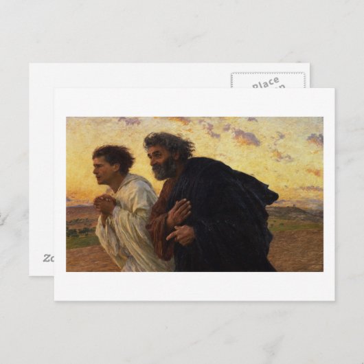 De disciples Peter en John Running Briefkaart (Voorkant / Achterkant)