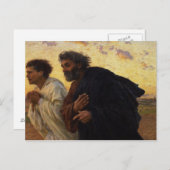 De disciples Peter en John Running Briefkaart (Voorkant / Achterkant)