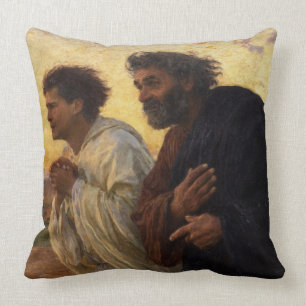 De disciples Peter en John Running Kussen