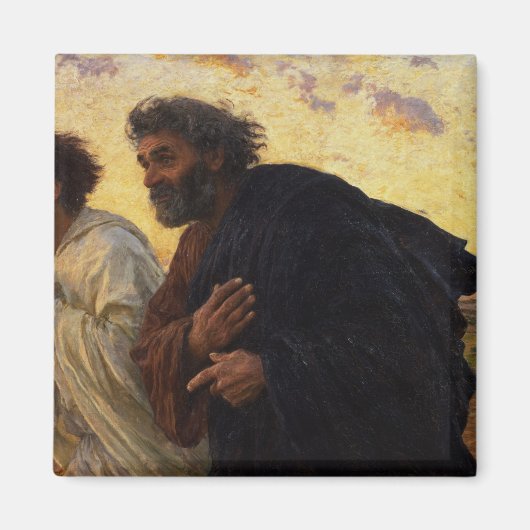 De disciples Peter en John Running Magneet (Voorkant)