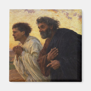 De disciples Peter en John Running Magneet