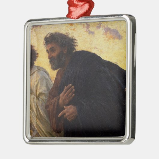De disciples Peter en John Running Metalen Ornament (Links)