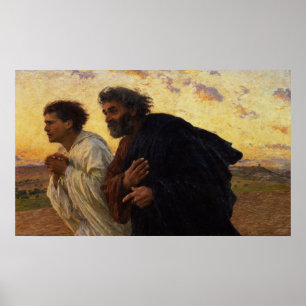 De disciples Peter en John Running Poster