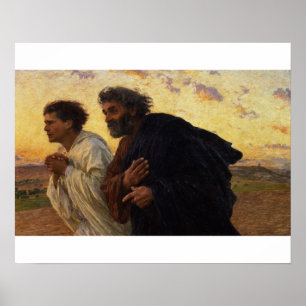 De disciples Peter en John Running Poster