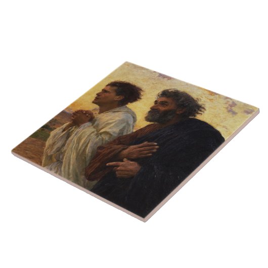 De disciples Peter en John Running Tegeltje (Zijkant)