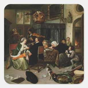 De disolute Household, 1668 Vierkante Sticker